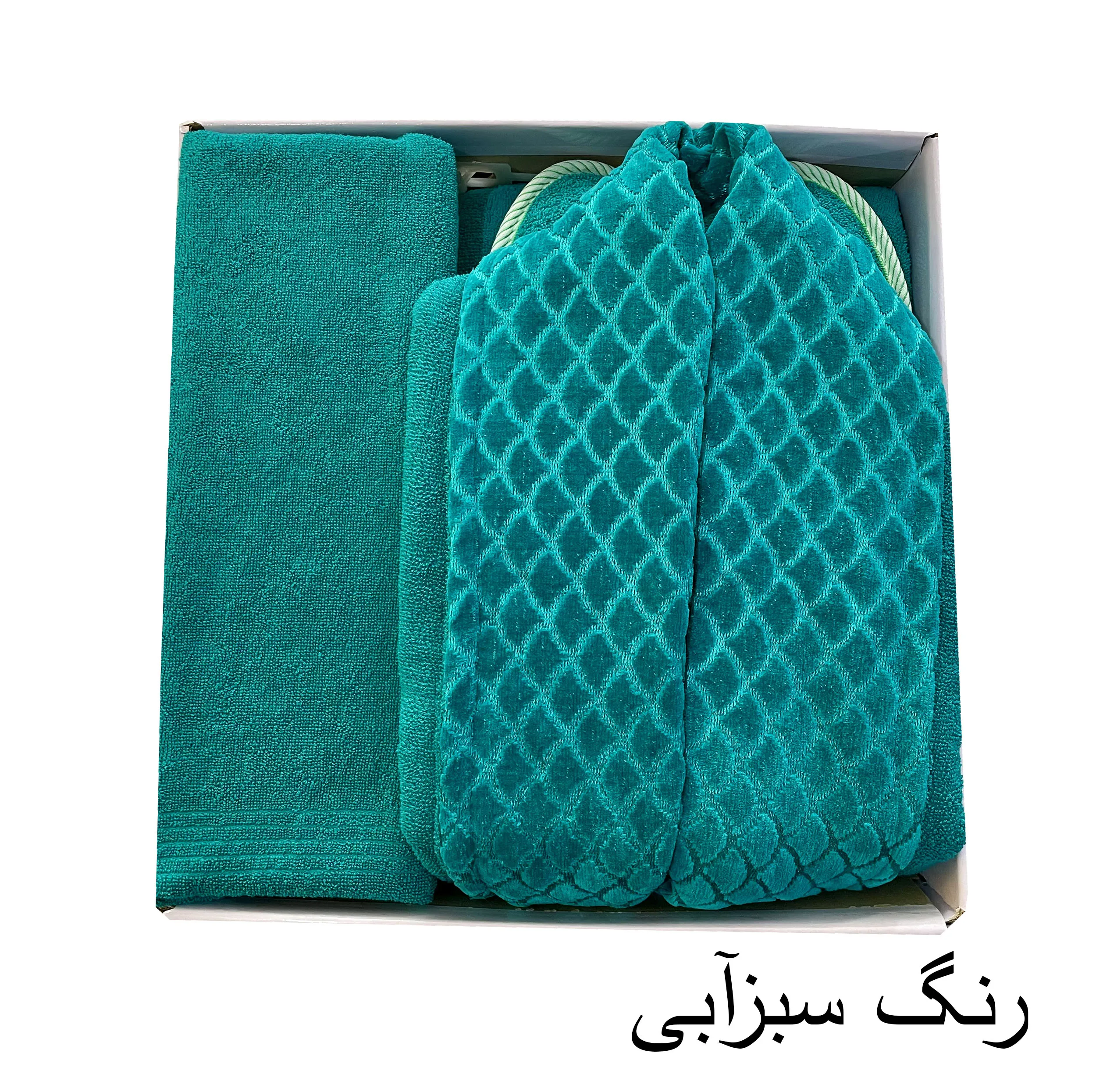 سرویس  حوله پالتویی ۳ تکه هنرمند مدل پولکی سایز ۱۲۵