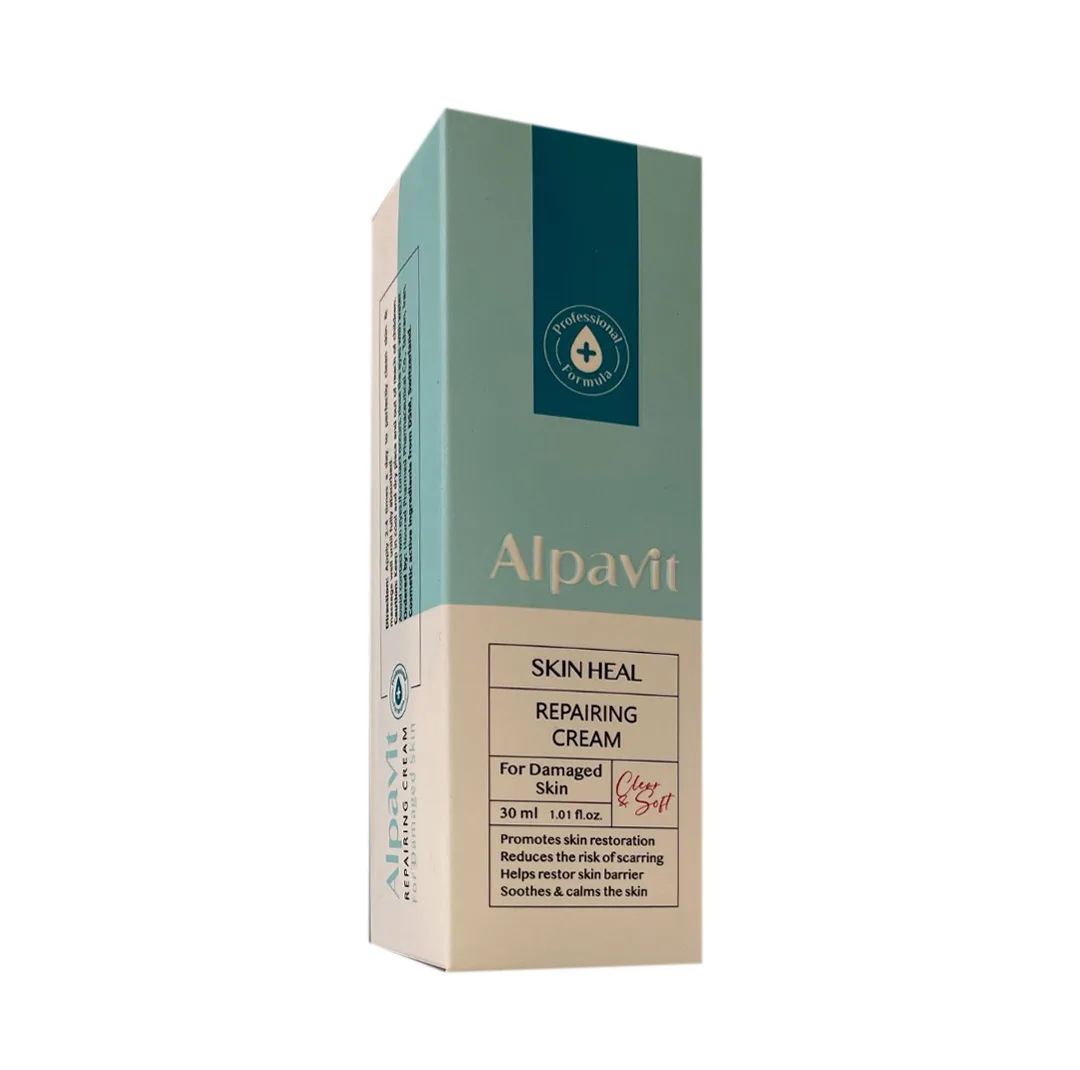 کرم ترمیم‌کننده پوست آلپاویت مدل skin heal مناسب برای پوست های آسیب دیده حجم 30 میلی‌لیتر