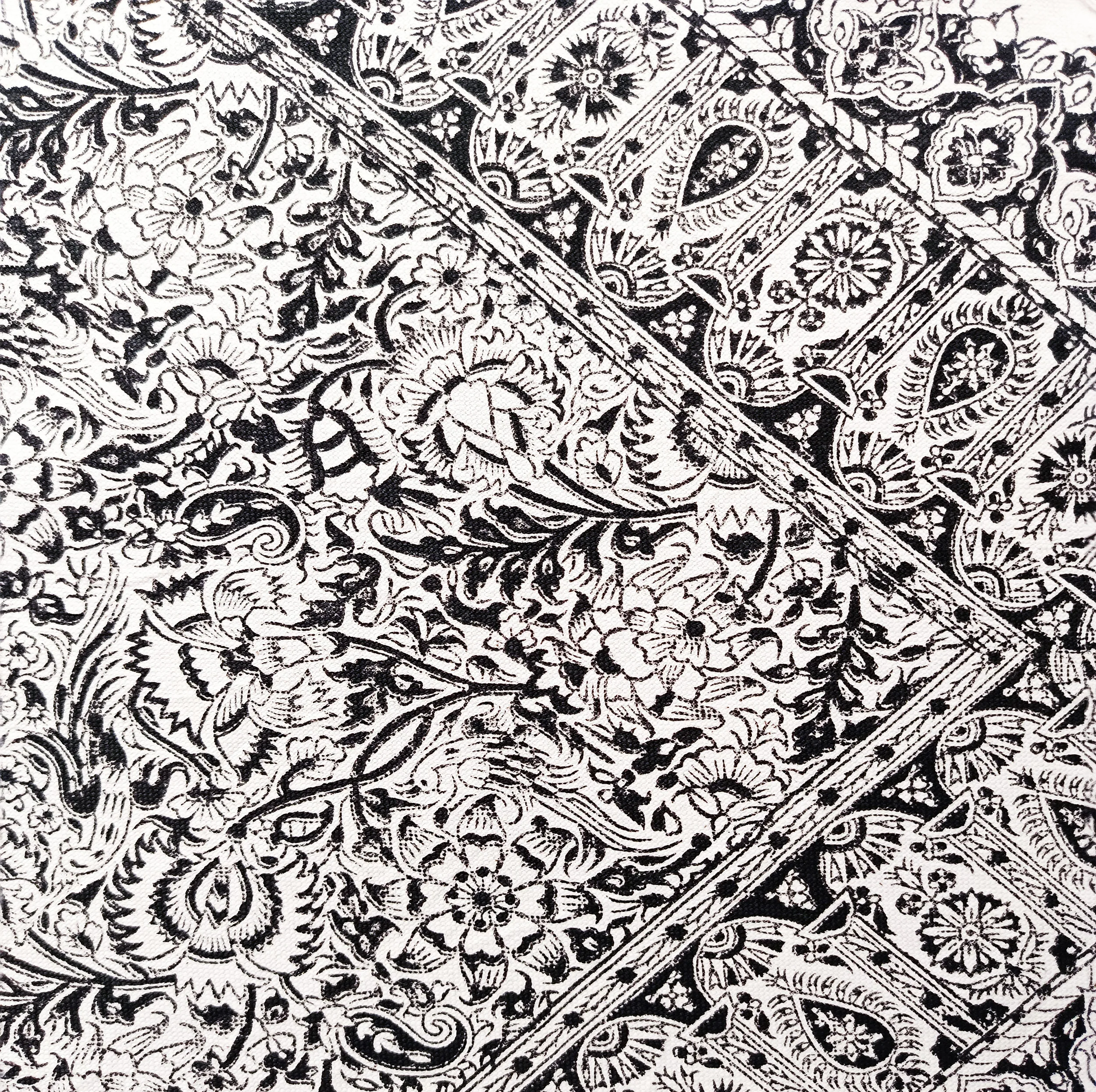 رومیزی قلمکار مدل سیاه قلم مرغ و گل انار