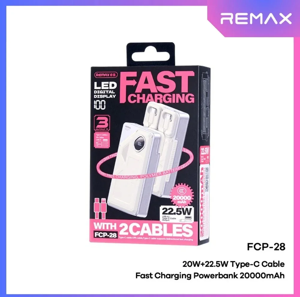 پاوربانک 22.5 وات ریمکس مدل FCP-28 ظرفیت 20000 میلی آمپر ساعت