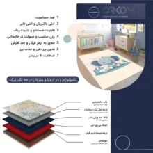 فرش ماشینی 1000 شانه زمینه کرم حاشیه طوسی اورکوم مدل نانو چاپ بدون پرز طرح اتاق کودک کد kids.9017.01