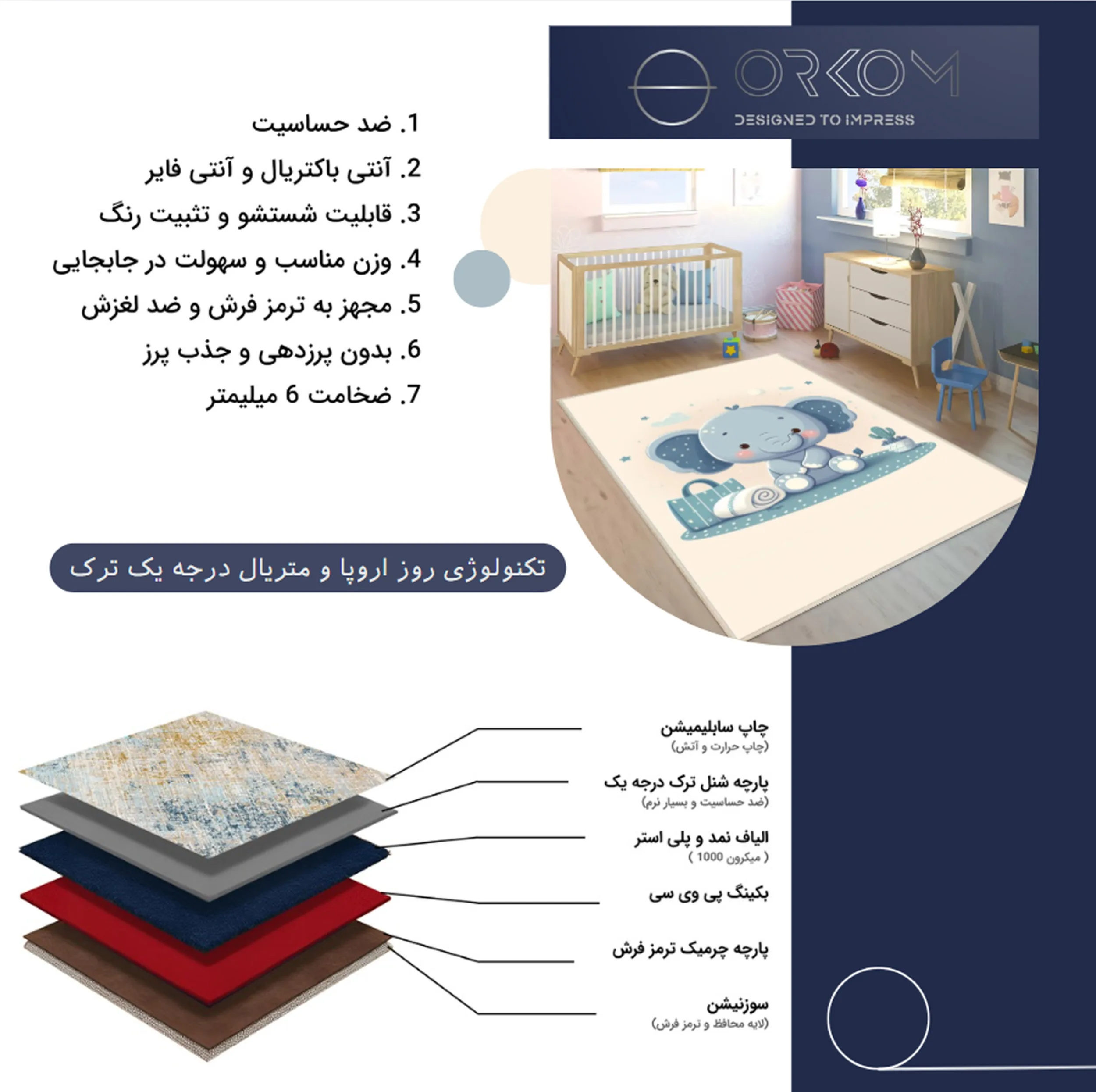 فرش ماشینی 1000 شانه زمینه کرم حاشیه طوسی اورکوم مدل نانو چاپ بدون پرز طرح اتاق کودک کد kids.9017.01