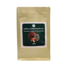 پودر میکس قارچ گانودرما لوسیدوم و پودر قارچ شیتاکه و پودر قارچ دم بوقلمون خشک شده قارچ سرا – 100 گرم