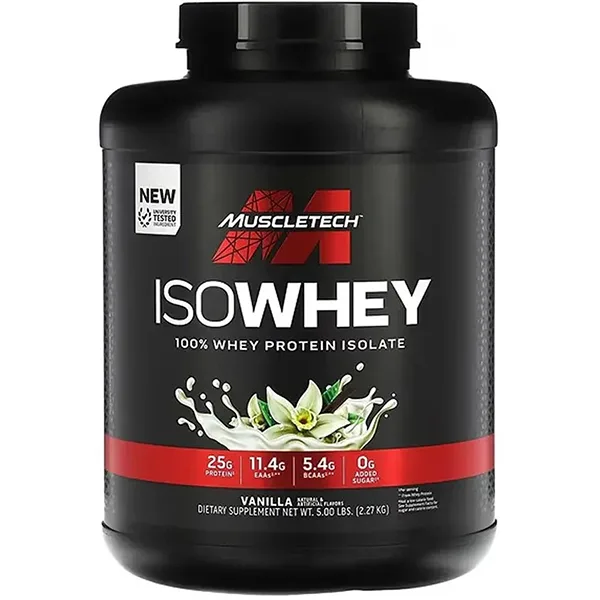 پروتئین وی ایزوله ماسل (MUSCELETECH) طعم وانیل 2270 گرم-اورجینال
