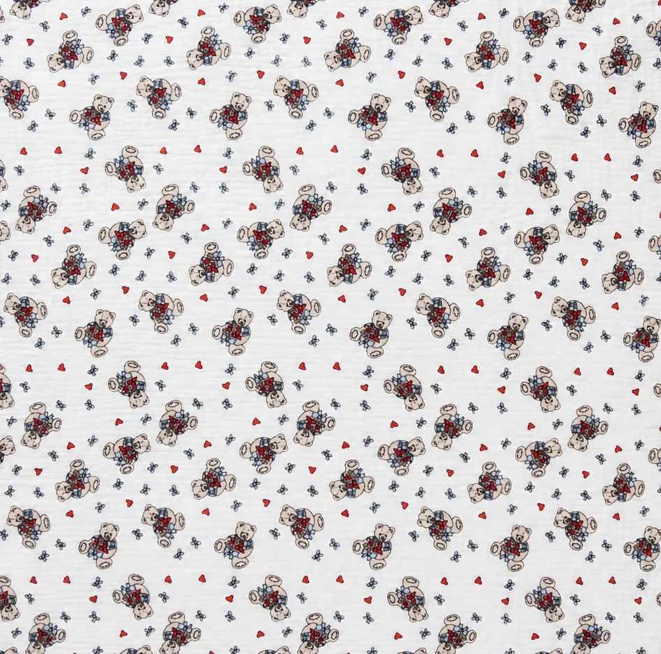 پتو کودک و نوزاد بوبو مدل پنبه موسلینی طرح خرس کادویی سایز 120x120 سانتی متر