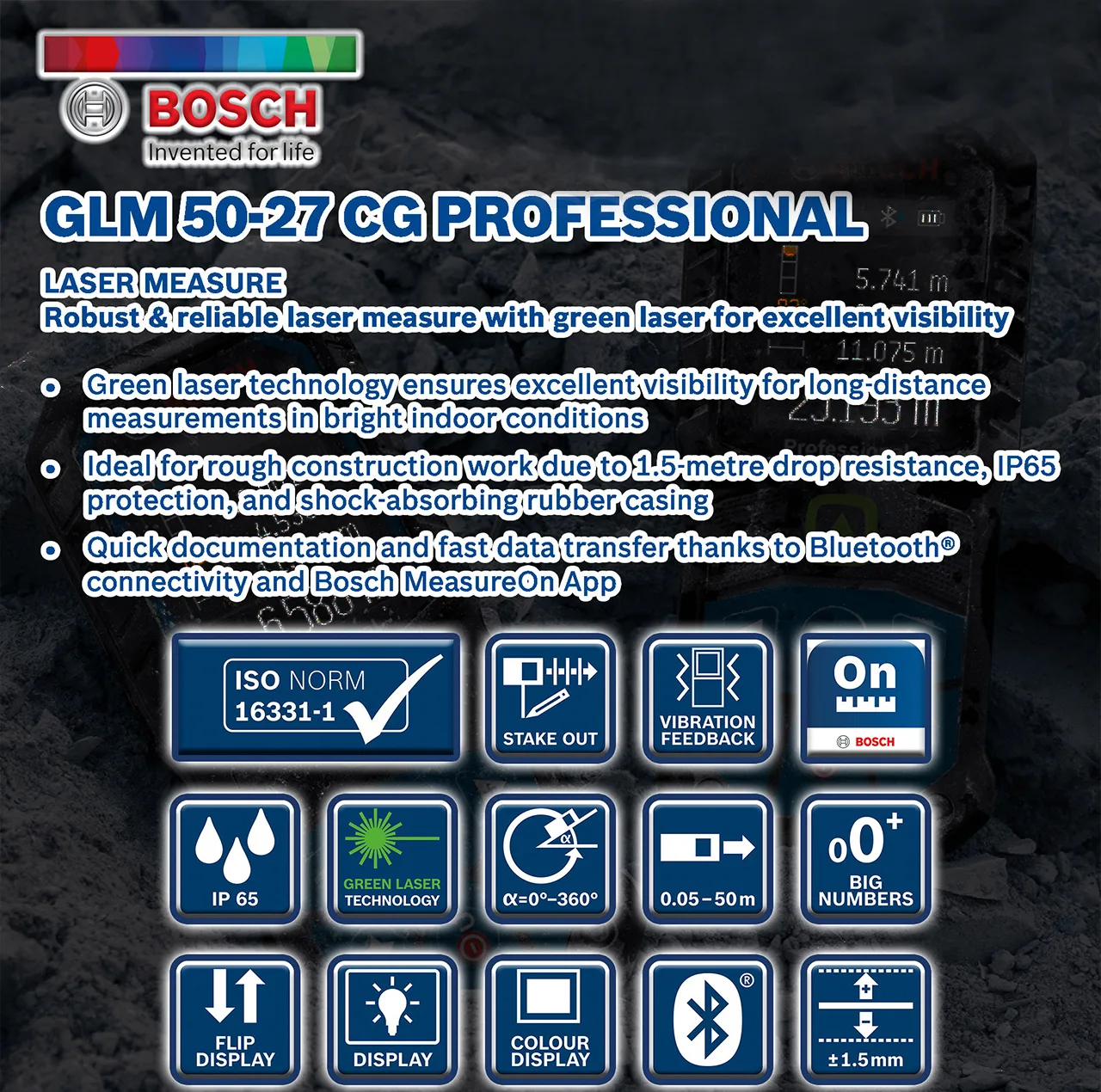 متر لیزری بوش مدل GLM 50-27 CG Professional