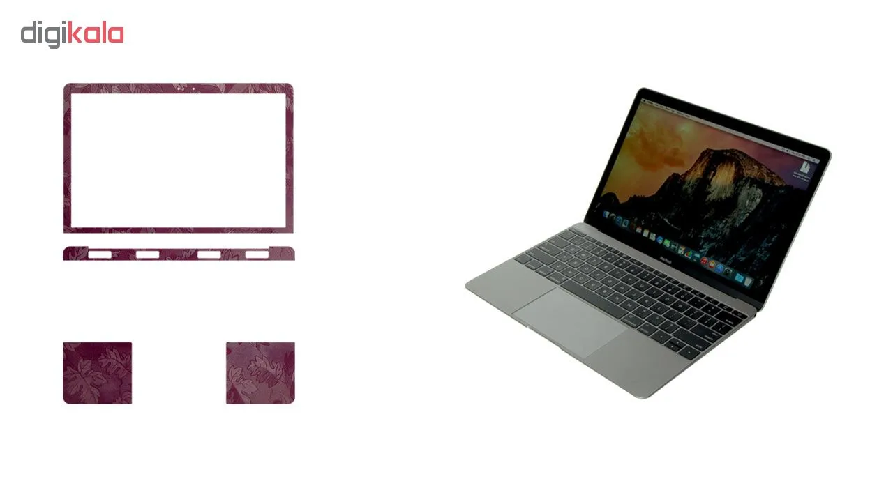 برچسب پوششی ماهوت طرح Red Wild-Flower مناسب برای لپ تاپ Macbook 12inch Retina