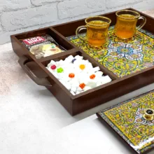 سینی چوبی رزینی مدل نوش نگار کد34