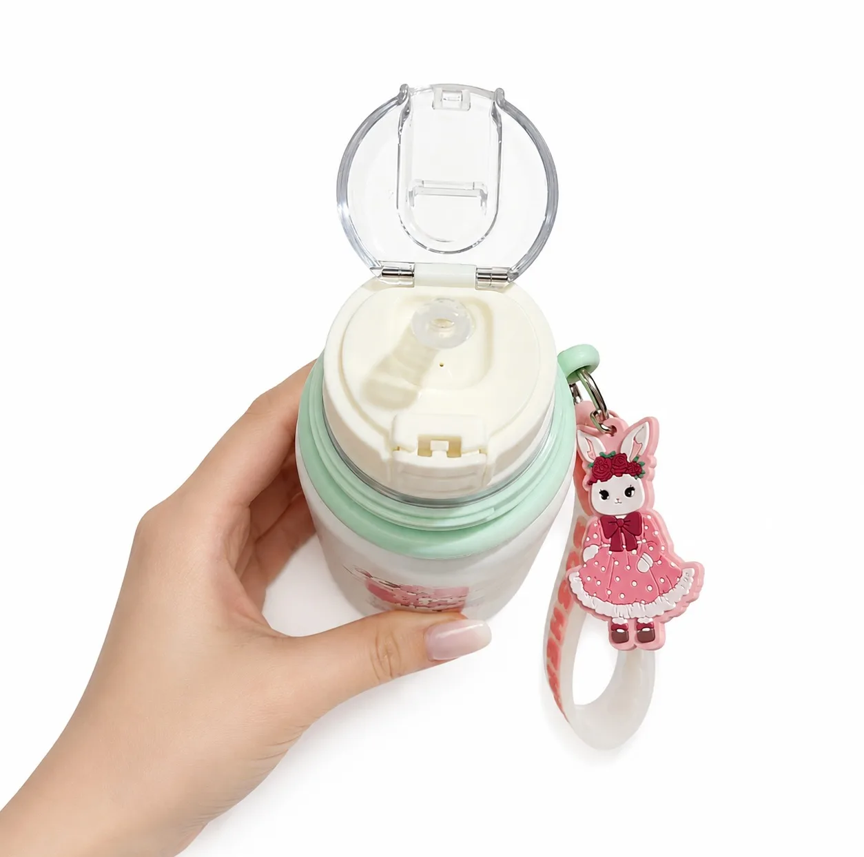 قمقمه کودک بوشنگ مدل دوحالته درب فنجانی دختر حجم 0.49 لیتر