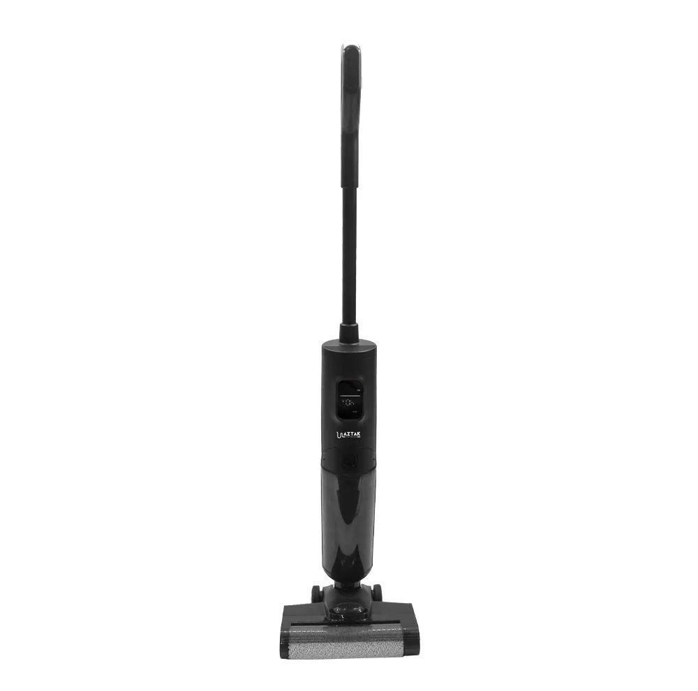 جارو شارژی عصایی و زمینشوی آزتک مدل AZ-8116، با قابلیت جاروکشی، شستوشو و تیکشی همزمان، خودکششی و خودتمیزشونده، دارای 2 مخزن مجزای 485 میلیلیتری