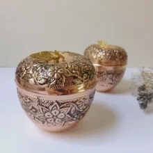 قندان مسی مدل سیب قلم زنی کد ZH432.2
