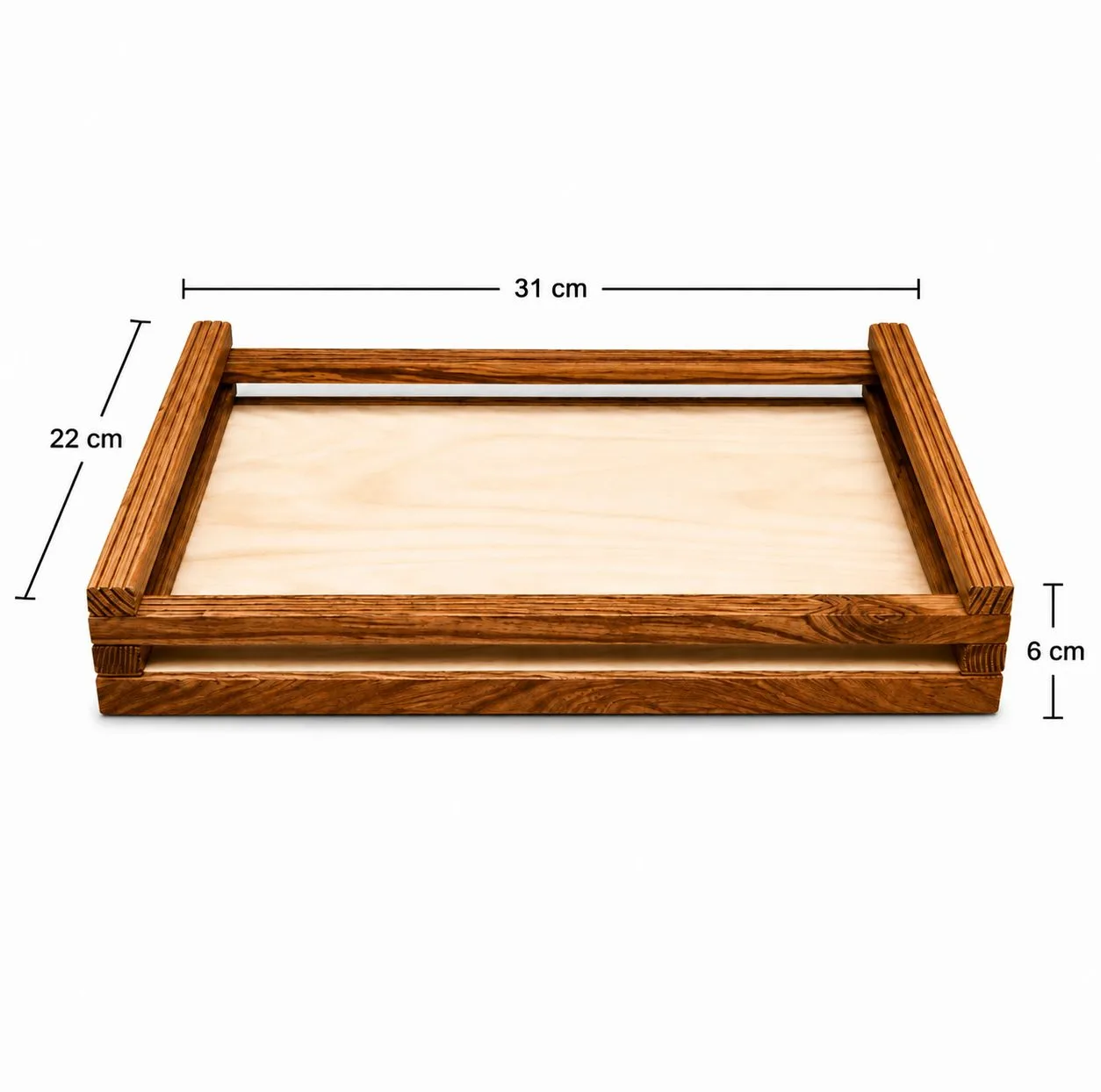 سینی دسته دار مدل وودلند سایز 31x23 سانتی متر