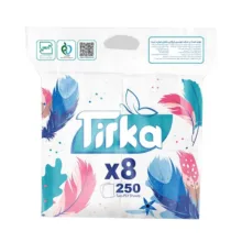 دستمال کاغذی 250 برگ 2 لایه تیرکا مدل لیلیوم بسته 8 عددی