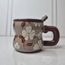 ماگ طرح گل مدل درب دار