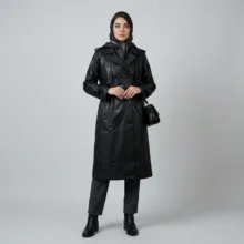 کت چرم زنانه السانا مدل شبرنگ کد 237301