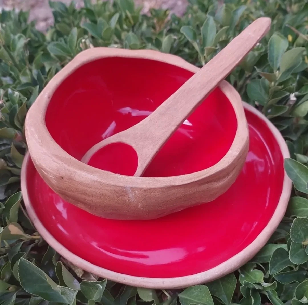ست کاسه و  بشقاب سفالی مدل دسر خوری