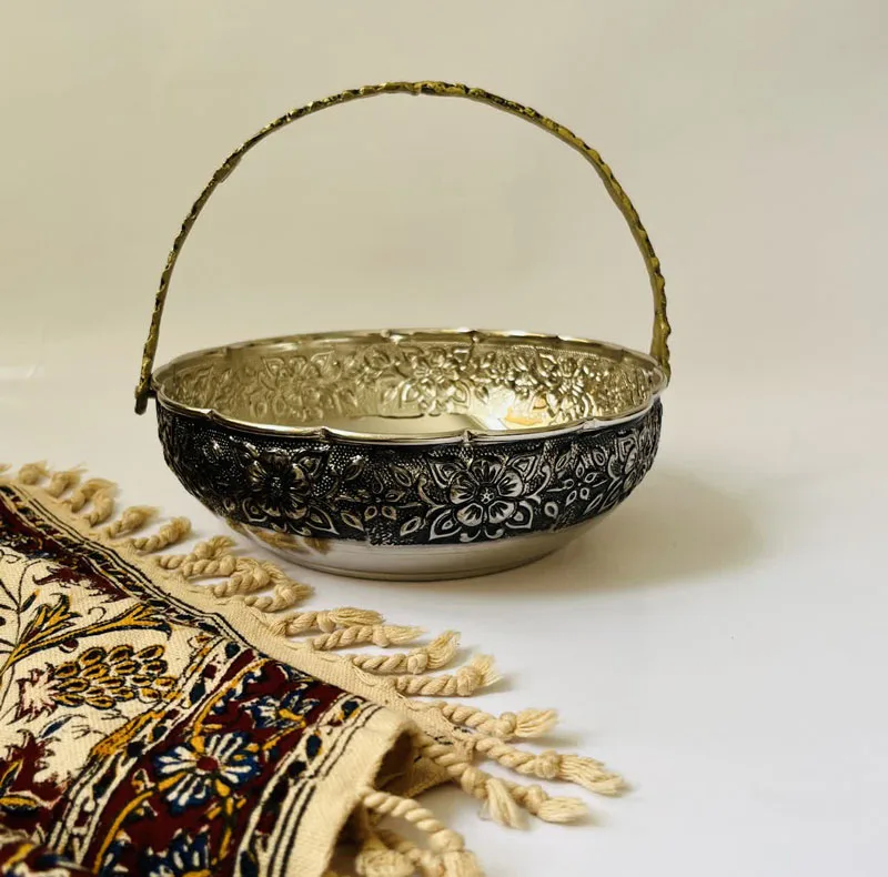 میوه خوری مسی مدل لب چین دسته دار کد ZH319.6