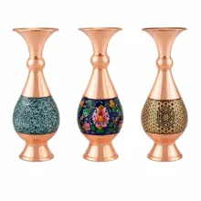 گلدان مسی صنایع دستی اریسا مدل جام مجموعه 3 عددی