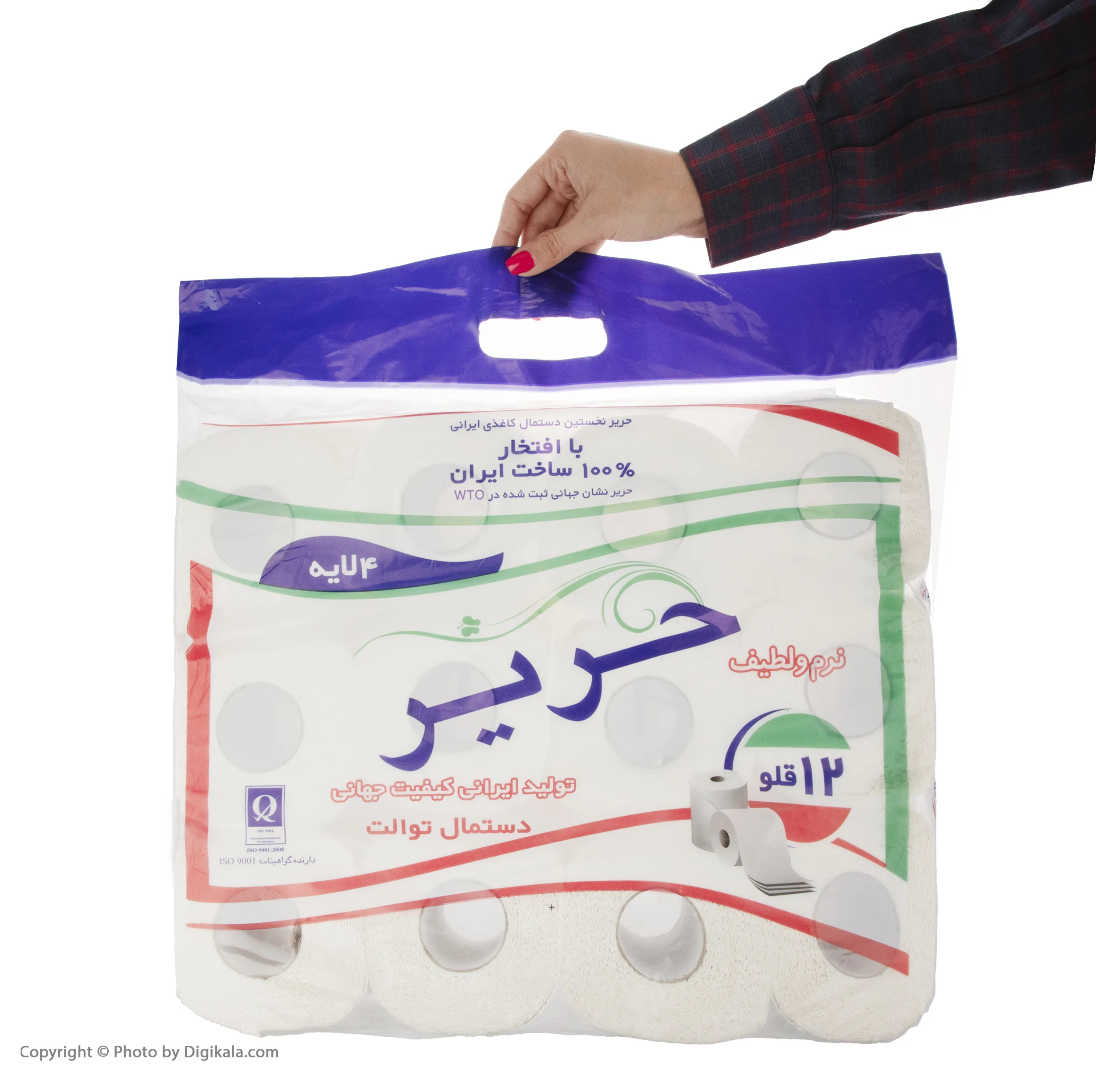 دستمال توالت حریر بسته 12 عددی