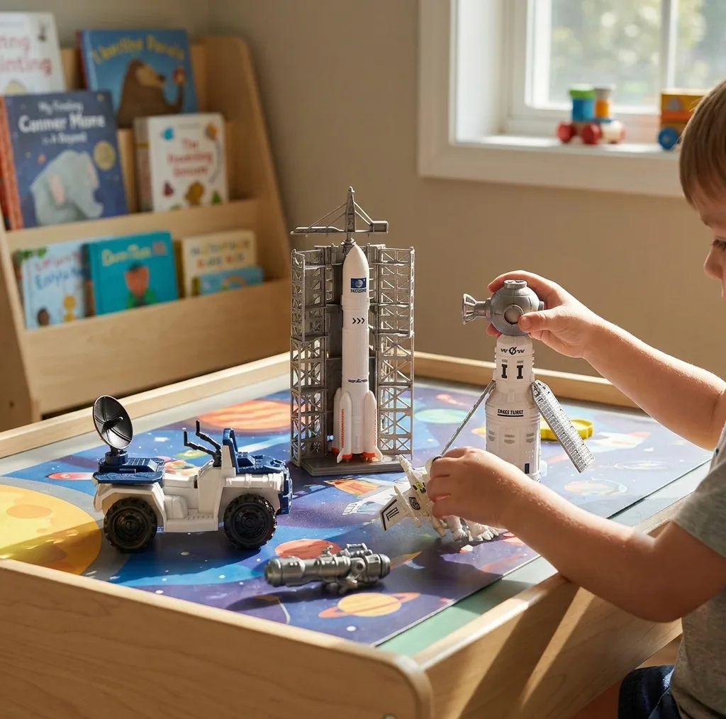اسباب بازی مدل شاتل فضایی طرح Space unique station toy series کد 143-3 مجموعه 7 عددی