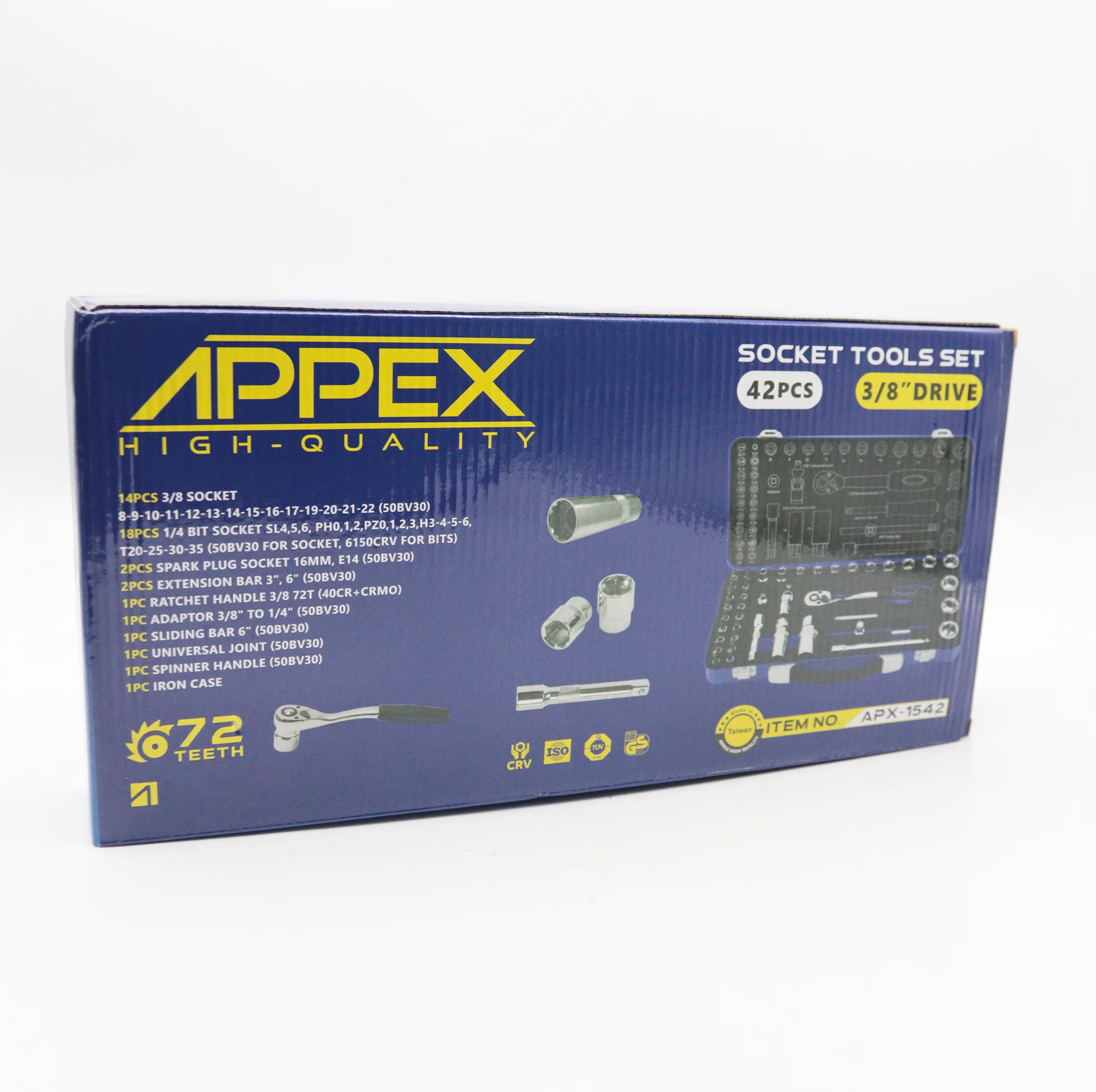 آچار بکس اپکس مدل YP-3/8DRIVE-APX-1542  مجموعه 42 عددی