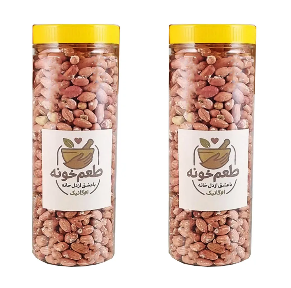 بادام زمینی ارگانیک طعم خونه - 800 گرم بسته 2 عددی