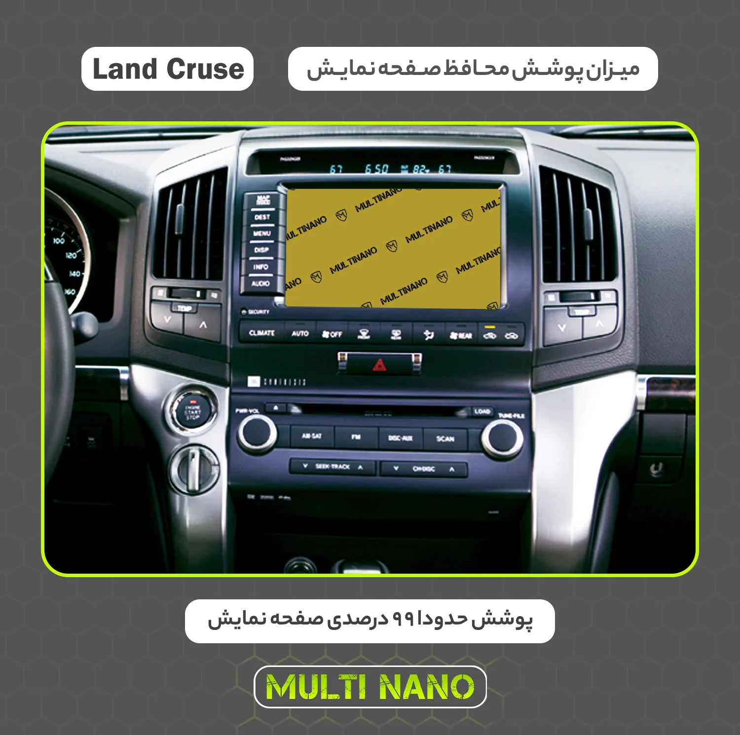 محافظ صفحه نمایش خودرو مولتی نانو مدل X-S2N مناسب برای تویوتا Land Cruse 2008 بسته دو عددی