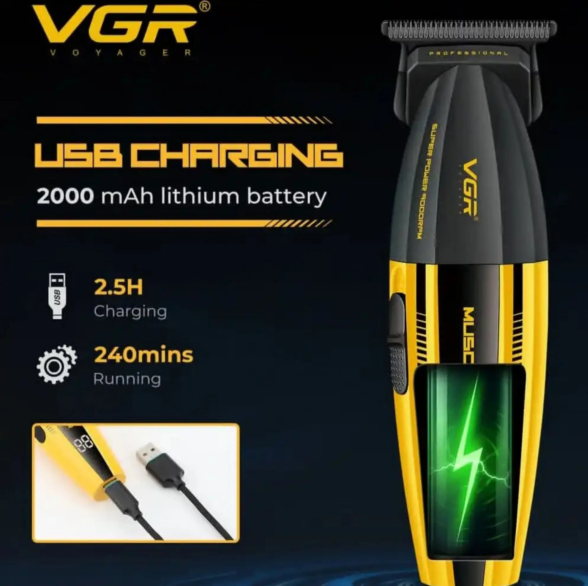 ماشین اصلاح موی سر و صورت شارژی وی جی ار مدل V-285t