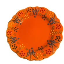 بشقاب میناکاری مدل نقش برجسته طرح لب کنگره ای کد 137 بسته 6 عددی