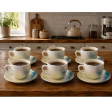 سرویس قهوه خوری 12 پارچه 6 نفره مدل استون ساحل دریا کد 02