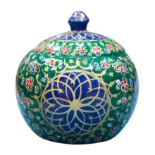 قندان چوبی صنایع دستی فاخر مدل نگارین طرح گل اسلیمی کد EGr-SugarBowl9p8