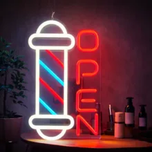 چراغ نئونی طرح Barbershop OPEN کد BA40X25
