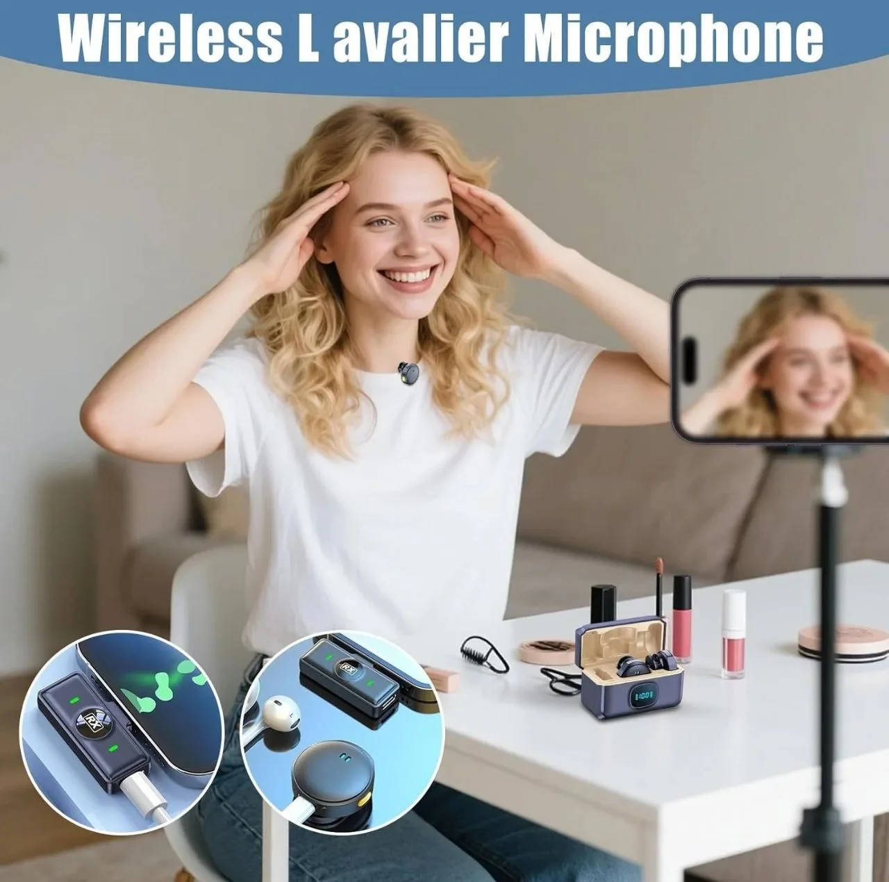 میکروفون یقه‌ای بی‌سیم  مدل SH20 با درگاه USB Type-C