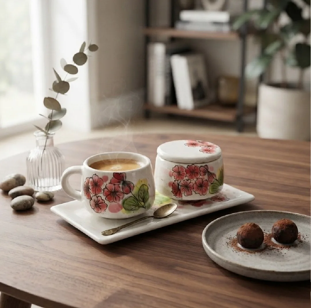 سرویس چای خوری 3 پارچه 1 نفره مدل Gol sorkh