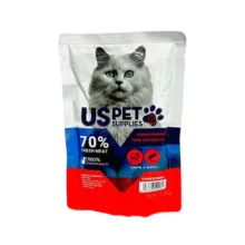 پوچ گربه بالغ یو اس پت مدل Fresh Meat Pack با طعم بره و بلدرچین وزن 100 گرم بسته 6 عددی