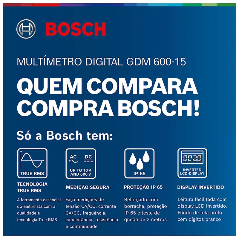 مولتی متر دیجیتال 600 ولت بوش مدل فوق حرفه ای کد GDM 600-15 True Rms