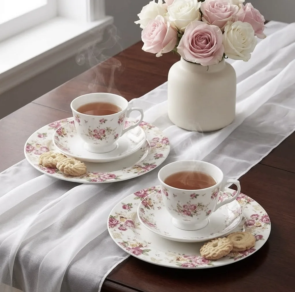 ست فنجان و نعلبکی 6 پارچه 2 نفره نیو وان مدل Rose