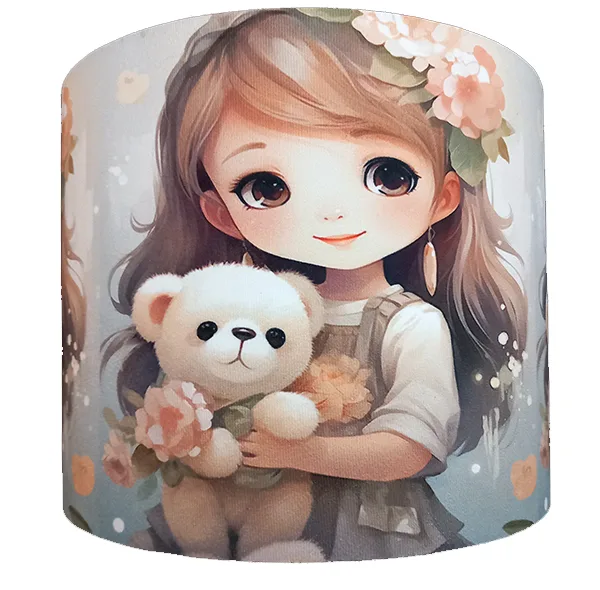 لوستر و آباژور کودک مدل عروسک کد 40229 به همراه چراغ خواب و ساعت