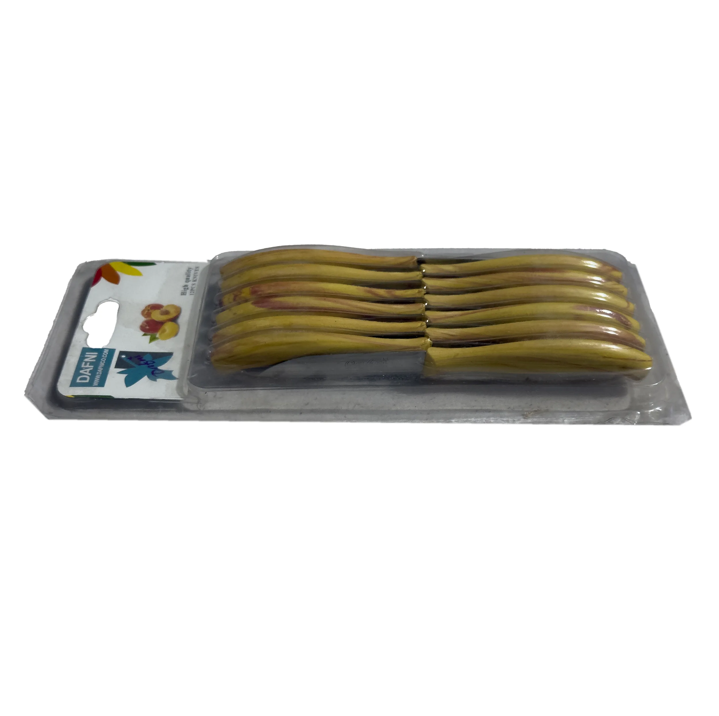 چاقو میوه خوری دفنی مدل دسته چوبی کد SMT-12PCS مجموعه 12 عددی