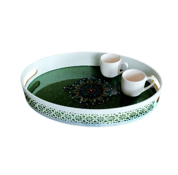 سینی دسته دار مدل چوبی رزین کد 0012 سایز 33*23 سانتی متر