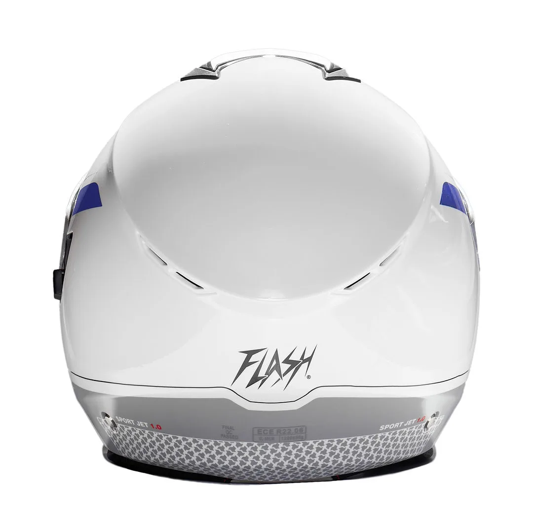 کلاه کاسکت بدون فک فلش مدل 852 glossy blue-white