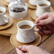 سرویس قهوه خوری 15 پارچه وگاتی مدل ماربل همراه با سینی چرخان