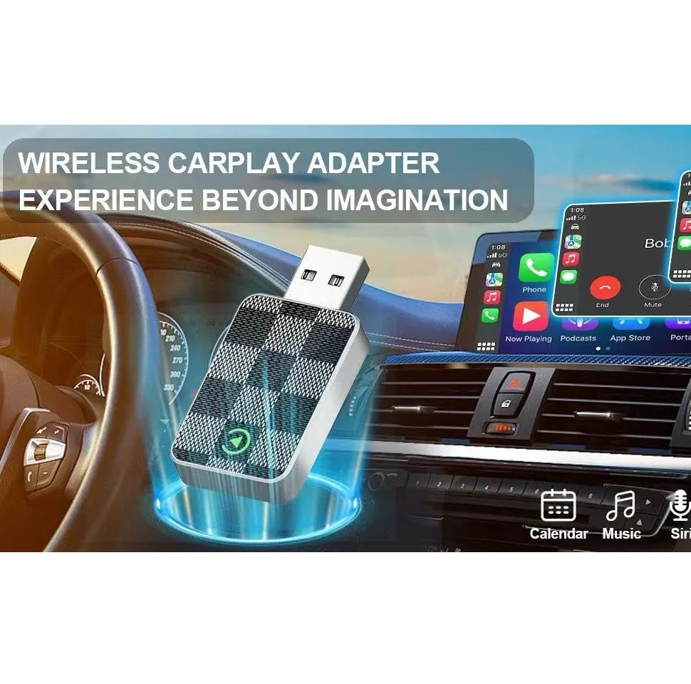 کارپلی و اندروید اتو مدل Wireless CarPlay/Android Auto به همراه مبدل USB به USB-C و کابل افزایش طول USB
