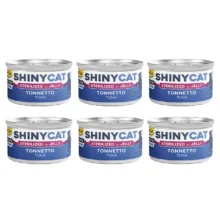 کنسرو غذای گربه بالغ جیم کت مدل Cat Food Sterilized Tuna in Jelly طعم ماهی تن وزن 70 گرم بسته 6 عددی