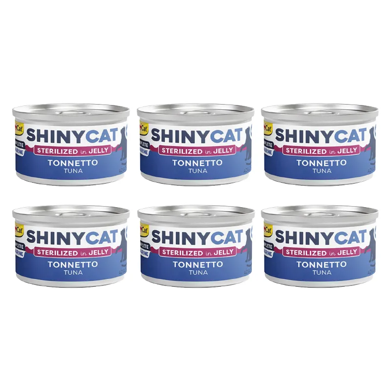 کنسرو غذای گربه بالغ جیم کت مدل Cat Food Sterilized Tuna in Jelly طعم ماهی تن وزن 70 گرم بسته 6 عددی