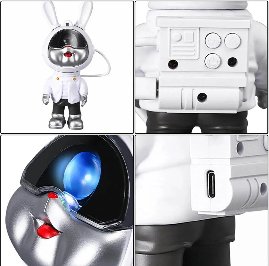 چراغ خواب رومیزی مدل galaxy nightlight projector خرگوش فضانورد با نور کهکشانی