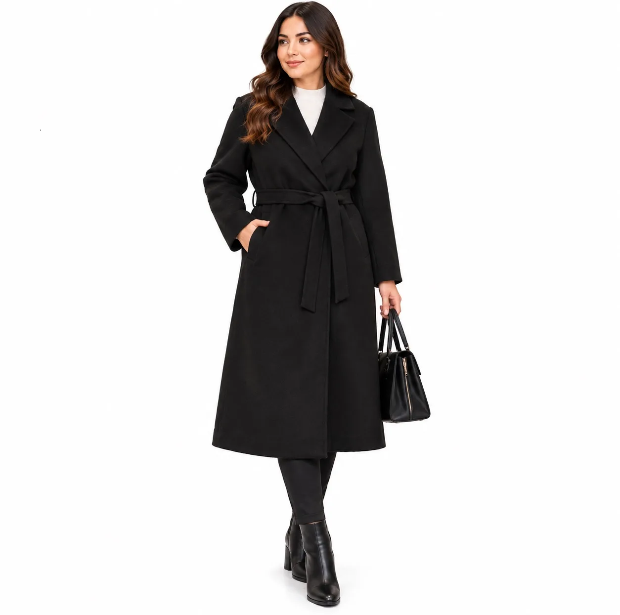 پالتو زنانه یونیک لو مدل پشمی کلاسیک کمربندی 09