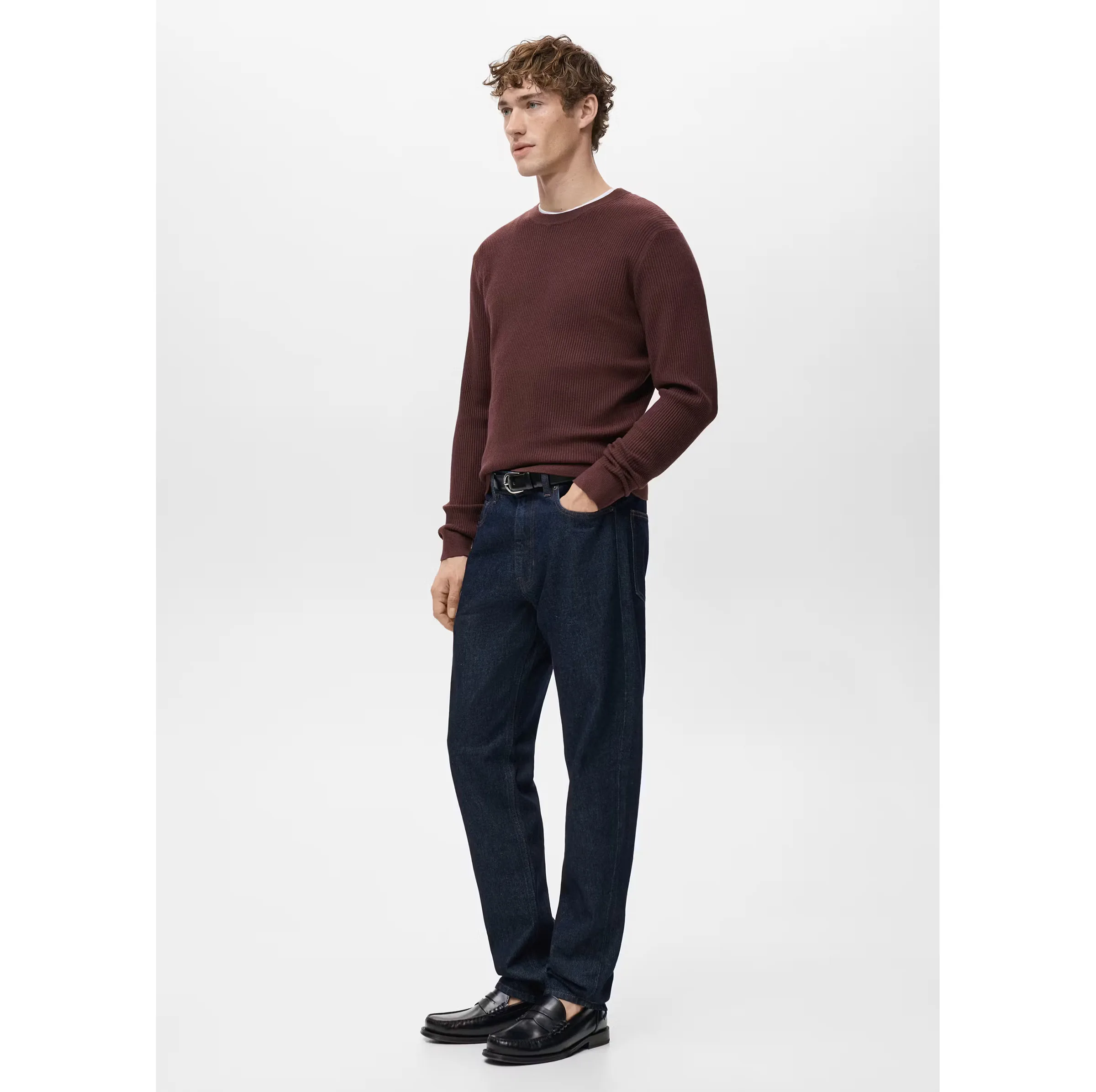پلیور یقه گرد مردانه مانگو مدل REGULAR FIT COTTON