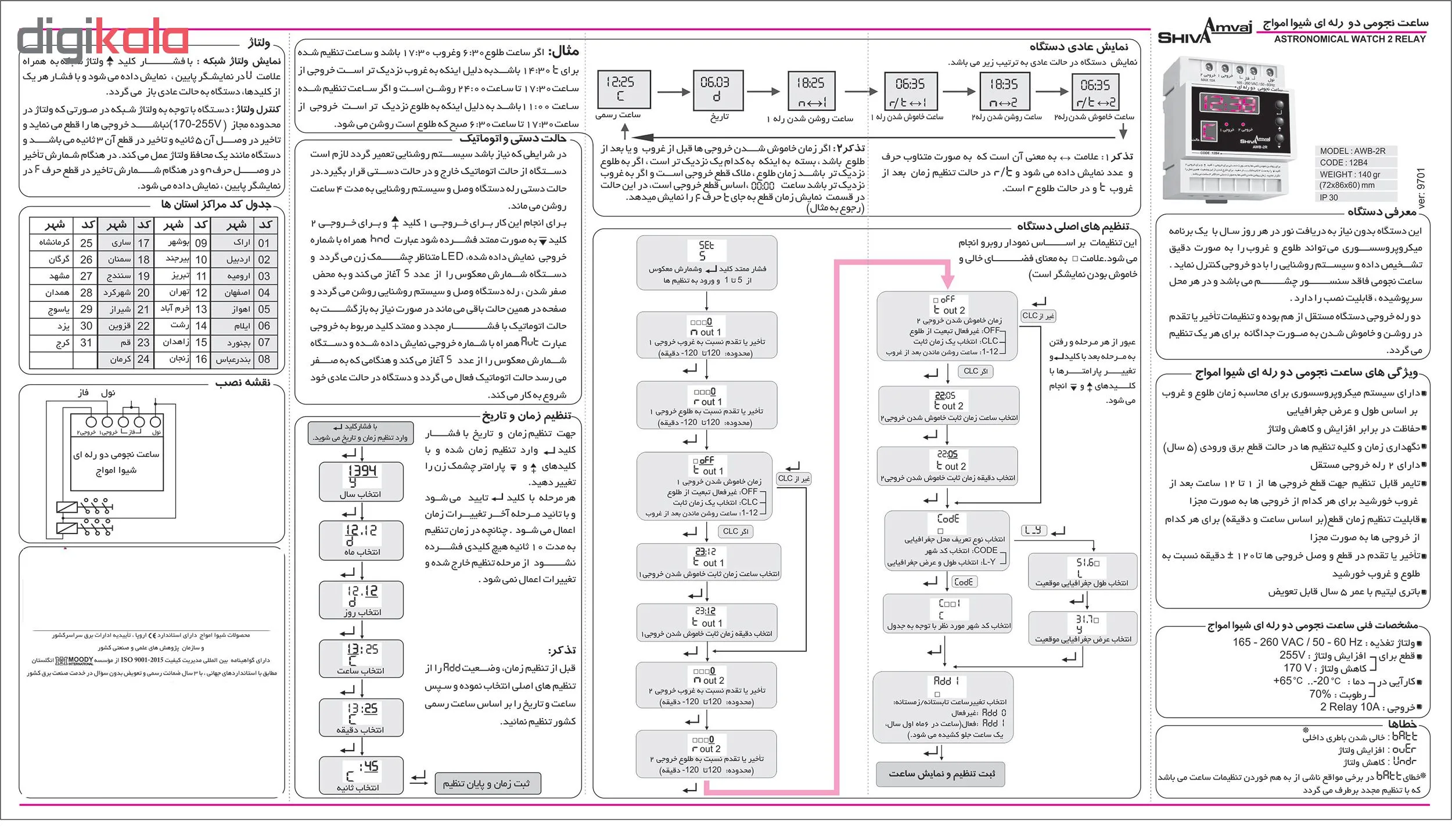 سیستم روشنایی دو رله ای شیواامواج مدل AWB-2R
