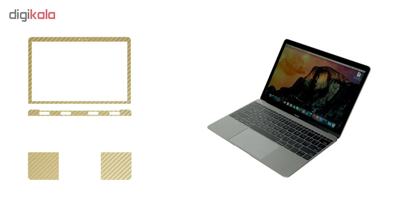 برچسب پوششی ماهوت مدل Gold Carbon مناسب برای لپ تاپ Macbook 12inch Retina